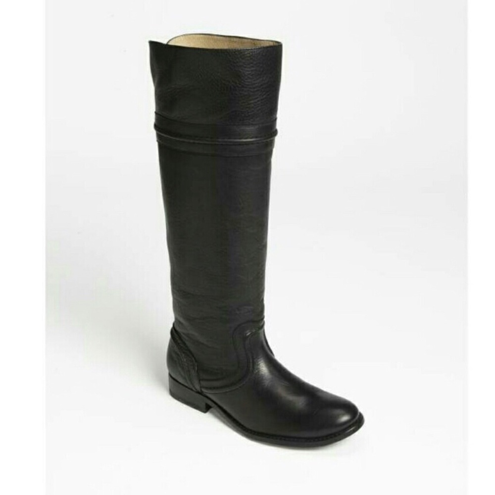 GUC Black Frye Melissa Trapunto Leather Riding Boots Size 7.5